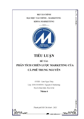 Tiểu luận đề tài phân tích chiến lược marketing của cà phê trung nguyên