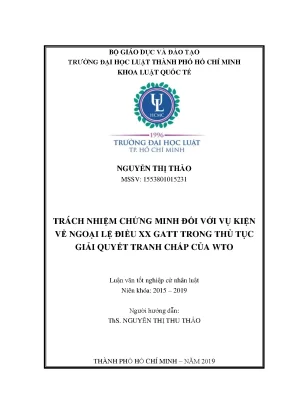 Trách nhiệm chứng minh đối với vụ kiện về ngoại lệ điều xx gatt trong thủ tục giải quyết tranh chấp của wto