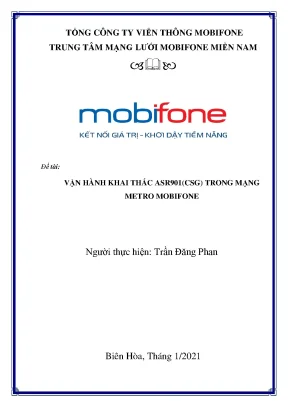 Đề tài vận hành khai thác asr901csg trong mạng metro mobifone