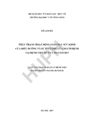 Thực trạng hoạt động giáo dục sức khỏe của điều dưỡng và sự hài lòng của người bệnh tại bệnh viện quân y 354 năm 2017