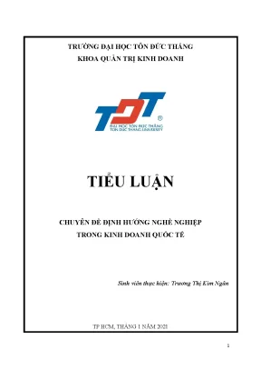 Tiểu luận chuyên đề định hướng nghề nghiệp trong kinh doanh quốc tế