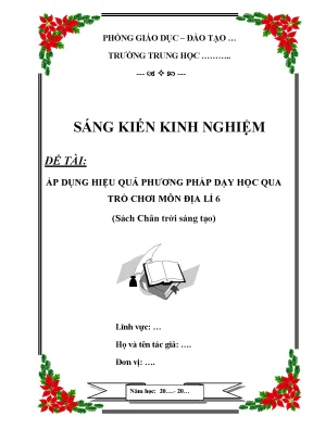 Áp dụng hiệu quả phương pháp dạy học qua trò chơi môn địa lý 6 sách chân trời sáng tạo