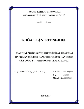 Giải pháp mở rộng thị trường xuất khẩu mặt hàng máy công cụ sang thị trường hàn quốc của công ty tnhh osco international
