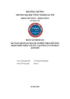 Báo cáo định giá kế toán định giá doanh nghiệp theo phương pháp chiết khấu cổ tức tại công ty cổ phần kinh đô