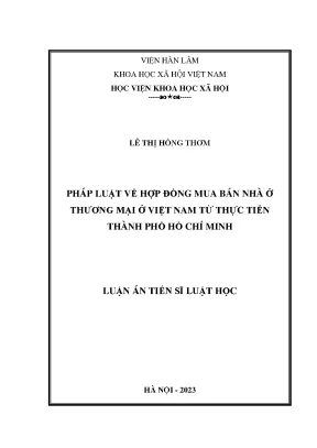 Pháp luật về hợp đồng mua bán nhà ở thương mại ở việt nam từ thực tiễn thành phố hồ chí minh