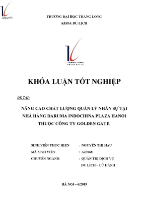 Nâng cao chất lượng quản lý nhân sự tại nhà hàng daruma indochina plaza hanoi thuộc công ty golden gate