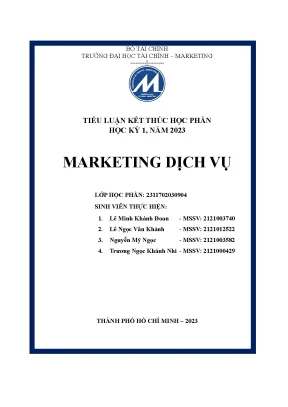 Tiểu luận kết thúc học marketing dịch vụ hailidao