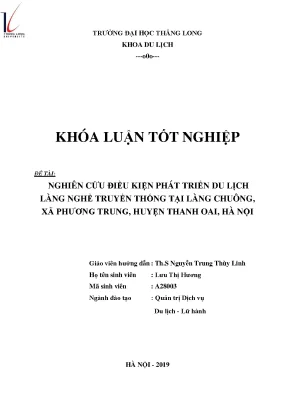 Nghiên cứu điều kiện phát triển du lịch làng nghề truyền thống tại làng chuông xã phương trung huyện thanh oai hà nội
