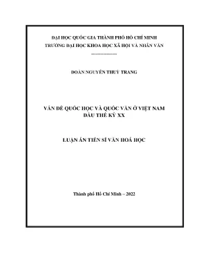 Vấn đề quốc học và quốc văn ở việt nam đầu thế kỷ xx