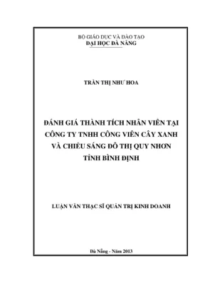 Luận văn thạc sĩ quản trị kinh doanh đánh giá thành tích nhân viên tại công ty tnhh công viên cây xanh và chiếu sánh đô thị quy nhơn tỉnh bình định