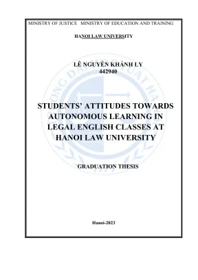 Luận văn thạc sĩ luật học thái độ của sinh viên đối với việc tự học trong giờ học tiếng anh pháp luật tại đại học luật hà nội