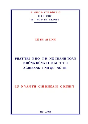 Luận văn thạc sĩ khoa học kinh tế phát triển hoạt động thanh toán không dùng tiền mặt tại agribank tỉnh quảng trị
