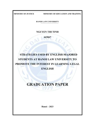 Luận văn thạc sĩ luật học các chiến lược được sinh viên chuyên ngữ tiếng anh trường đại học luật hà nội sử dụng nhằm thúc đẩy hứng thú học tiếng anh pháp luật