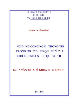 Luận văn thạc sĩ khoa học kinh tế ứng dụng công nghệ thông tin trong hoạt động quản lý tại kho bạc nhà nước quảng trị