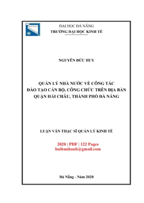 Luận văn thạc sĩ quản lý kinh tế quản lý nhà nước về công tác đào tạo cán bộ công chức trên địa bàn quận hải châu thành phố đà nẵng