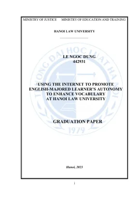 Luận văn thạc sĩ luật học sử dụng internet phát huy tính tự chủ của người học chuyên ngành tiếng anh nhằm nâng cao vốn từ vựng tại đại học luật hà nội