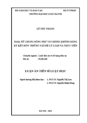 Luận văn thạc sĩ luật học nam nữ chung sống như vợ chồng không đăng ký kết hôn những vấn đề lý luận và thực tiễn