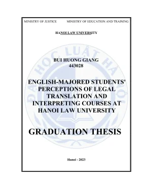 Luận văn thạc sĩ luật học cảm nhận của sinh viên chuyên ngành tiếng anh về khóa học dịch thuật phiên dịch pháp luật tại đại học luật hà nội