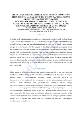 Luận văn thạc sĩ chiến lược kinh doanh bất động sản của công ty cổ phần dịch vụ và xây dựng địa ốc đất xanh từ năm 2012 đến 2020