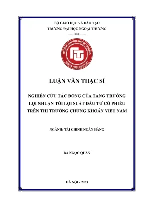 Luận văn nghiên cứu tác động của tăng trưởng lợi nhuận tới lợi suất đầu tư cổ phiếu trên thị trường chứng khoán việt nam