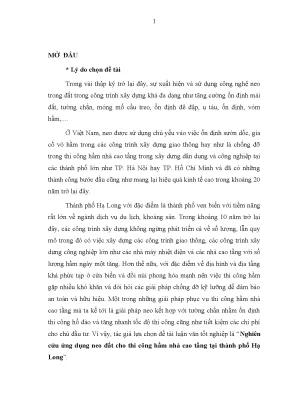 Luận văn nghiên cứu ứng dụng neo đất cho thi công hầm nhà cao tầng tại thành phố hạ long