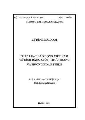 Luận văn thạc sĩ luật học pháp luật lao động việt nam về bình đẳng giới thực trạng và hướng hoàn thiện