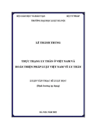 Luận văn thạc sĩ luật học thực trạng ly thân ở việt nam và hoàn thiện pháp luật việt nam về ly thân
