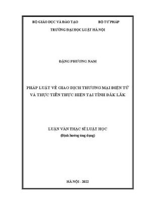 Luận văn thạc sĩ luật học pháp luật về giao dịch thương mại điện tử và thực tiễn thực hiện tại tỉnh đắk lắk