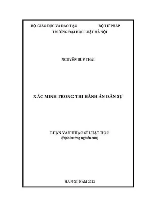 Luận văn thạc sĩ luật học xác minh trong thi hành án dân sự