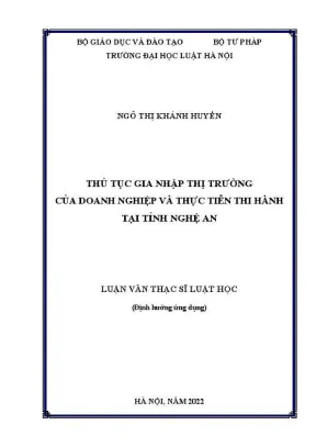 Luận văn thạc sĩ luật học thủ tục gia nhập thị trường của doanh nghiệp và thực tiễn thi hành tại tỉnh nghệ an