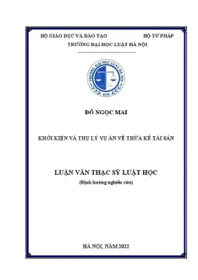 Luận văn thạc sĩ luật học khởi kiện và thụ lý vụ án về thừa kế tài sản