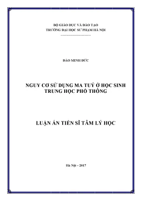 Luận án tiến sĩ nguy cơ sử dụng ma tuý ở học sinh trung học phổ thông