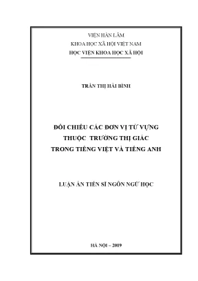 Luận án tiến sĩ đối chiếu các đơn vị từ vựng thuộc trường thị giác trong tiếng việt và tiếng anh