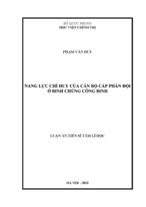 Luận án tiến sĩ năng lực chỉ huy của cán bộ cấp phân đội ở binh chủng công binh