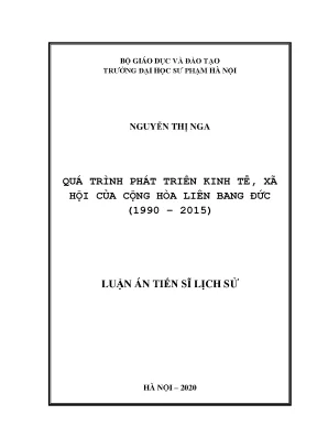 Luận án tiến sĩ quá trình phát triển kinh tế xã hội của cộng hòa liên bang đức 1990 đến 2015