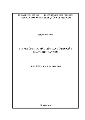 Luận án tiến sĩ tín ngưỡng thờ mẫu liễu hạnh ở phủ giày qua tư liệu hán nôm