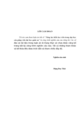 Luận án tiến sĩ năng lực hiểu học viên trong dạy học của giảng viên đại học quân sự