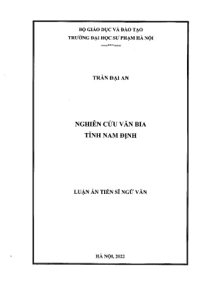 Luận án tiến sĩ nghiên cứu văn bia tỉnh nam định