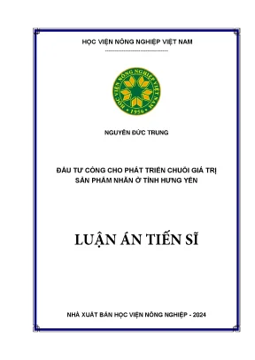 Luận án tiến sĩ đầu tư công cho phát triển chuỗi giá trị sản phẩm nhãn ở tỉnh hưng yên