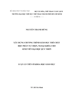 Luận án tiến sĩ xây dựng chương trình giáo dục thể chất học phần tự chọn ngoại khóa cho sinh viên đại học quy nhơn