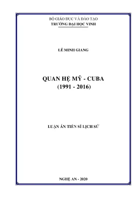 Luận án tiến sĩ quan hệ mỹ cuba 1991 đến 2016