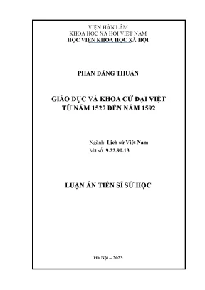Luận án tiến sĩ giáo dục và khoa cử đại việt từ năm 1527 đến năm 1592