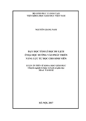 Luận án tiến sĩ dạy học tâm lí học du lịch ở đại học hướng vào phát triển năng lực tự học cho sinh viên