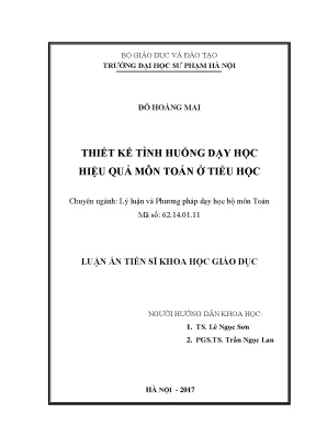 Luận án tiến sĩ thiết kế tình huống dạy học hiệu quả môn toán ở tiểu học