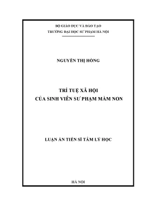 Luận án tiến sĩ trí tuệ xã hội của sinh viên sư phạm mầm non