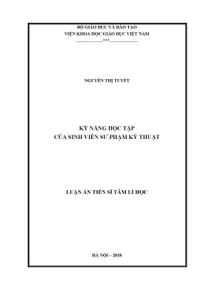 Luận án tiến sĩ kĩ năng học tập của sinh viên sư phạm kỹ thuật