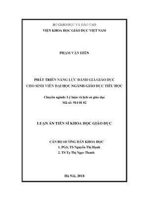 Luận án tiến sĩ phát triển năng lực đánh giá giáo dục cho sinh viên đại học ngành giáo dục tiểu học