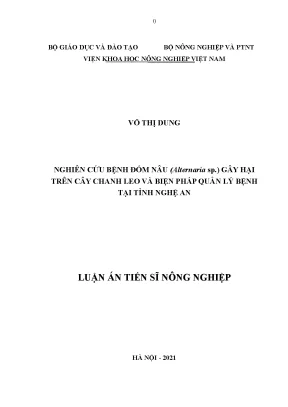 Luận án tiến sĩ nghiên cứu bệnh đốm nâu alternaria sp gây hại trên cây chanh leo và biện pháp quản lý bệnh tại tỉnh nghệ an