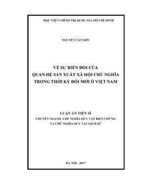 Luận án tiến sĩ về sự biến đổi của quan hệ sản xuất xã hội chủ nghĩa trong thời kỳ đổi mới ở việt nam
