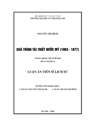 Luận án tiến sĩ quá trình tái thiết nước mỹ 1863 đến 1877